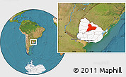 Satellite Location Map of TACUAREMBO, highlighted country