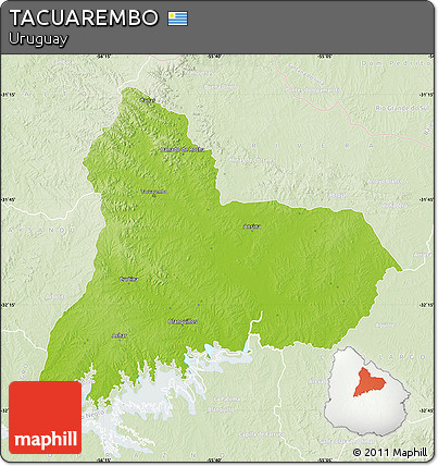 Physical Map of TACUAREMBO, lighten