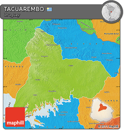 Physical Map of TACUAREMBO, political outside