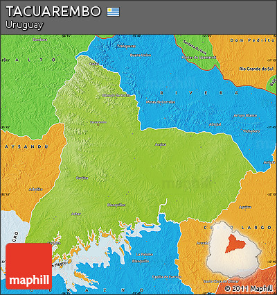 Physical Map of TACUAREMBO, political outside
