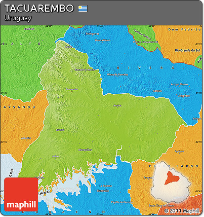 Physical Map of TACUAREMBO, political outside