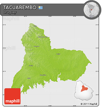 Physical Map of TACUAREMBO, single color outside