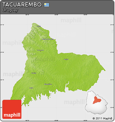 Physical Map of TACUAREMBO, single color outside