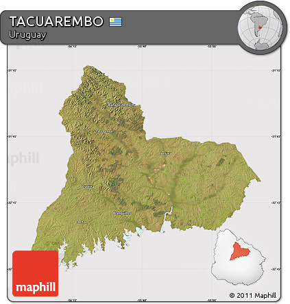 Satellite Map of TACUAREMBO, cropped outside