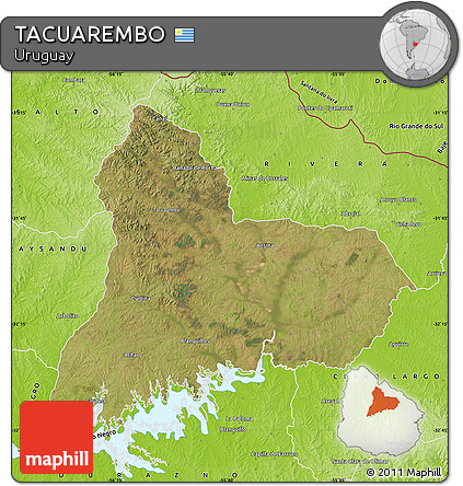 Satellite Map of TACUAREMBO, physical outside