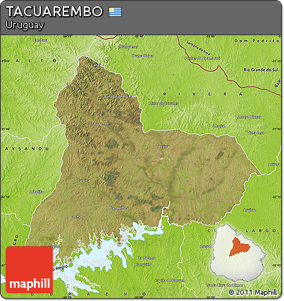 Satellite Map of TACUAREMBO, physical outside