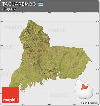 Satellite Map of TACUAREMBO, single color outside