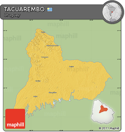 Savanna Style Map of TACUAREMBO, single color outside