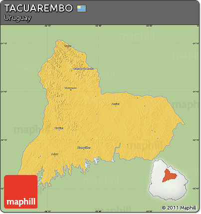 Savanna Style Map of TACUAREMBO, single color outside
