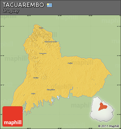 Savanna Style Map of TACUAREMBO, single color outside