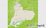 Shaded Relief Map of TACUAREMBO, physical outside