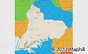 Shaded Relief Map of TACUAREMBO, political outside