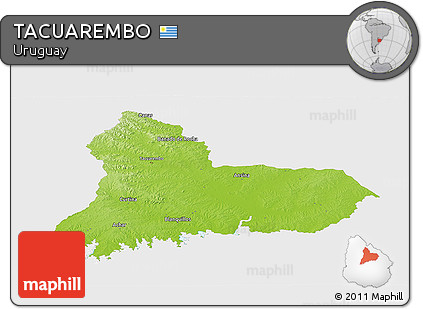 Physical Panoramic Map of TACUAREMBO, single color outside