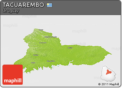 Physical Panoramic Map of TACUAREMBO, single color outside