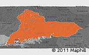 Political Panoramic Map of TACUAREMBO, darken, desaturated