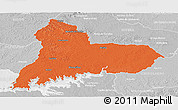 Political Panoramic Map of TACUAREMBO, lighten, desaturated