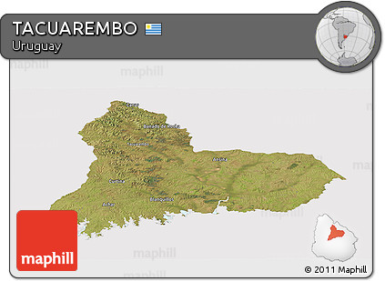 Satellite Panoramic Map of TACUAREMBO, cropped outside