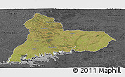 Satellite Panoramic Map of TACUAREMBO, darken, desaturated