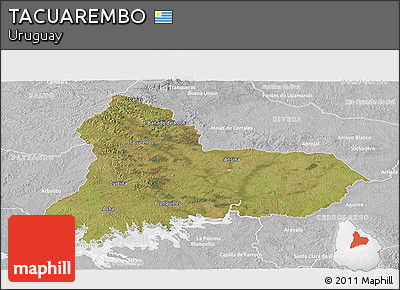 Satellite Panoramic Map of TACUAREMBO, lighten, desaturated
