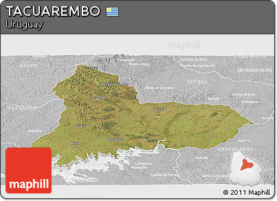 Satellite Panoramic Map of TACUAREMBO, lighten, desaturated