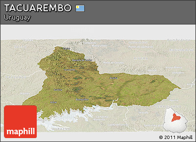 Satellite Panoramic Map of TACUAREMBO, lighten