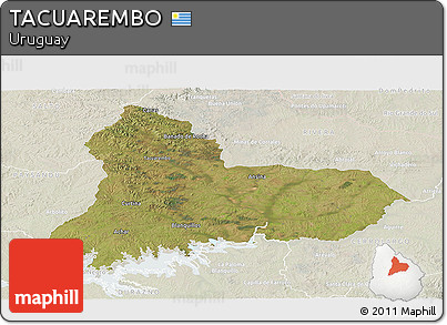 Satellite Panoramic Map of TACUAREMBO, lighten