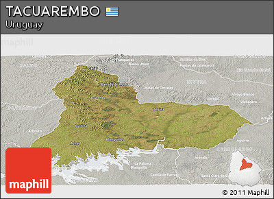 Satellite Panoramic Map of TACUAREMBO, lighten, semi-desaturated