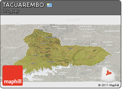 Satellite Panoramic Map of TACUAREMBO, lighten, semi-desaturated