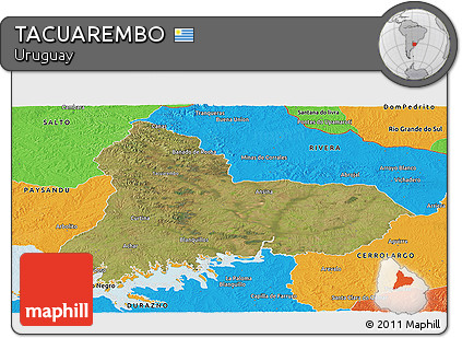 Satellite Panoramic Map of TACUAREMBO, political outside