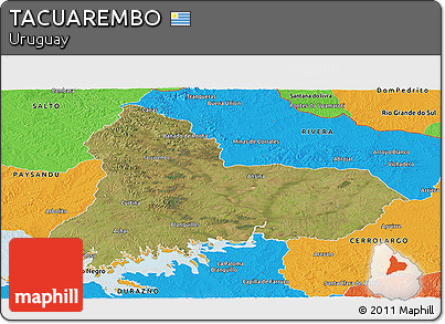 Satellite Panoramic Map of TACUAREMBO, political outside