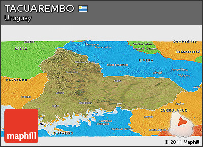 Satellite Panoramic Map of TACUAREMBO, political outside