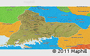 Satellite Panoramic Map of TACUAREMBO, political outside