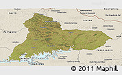 Satellite Panoramic Map of TACUAREMBO, shaded relief outside