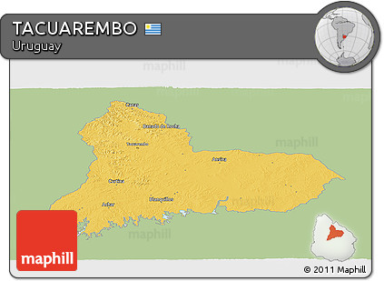 Savanna Style Panoramic Map of TACUAREMBO, single color outside