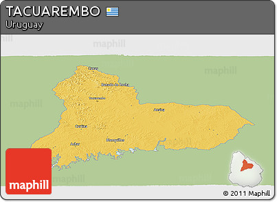 Savanna Style Panoramic Map of TACUAREMBO, single color outside