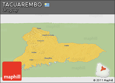 Savanna Style Panoramic Map of TACUAREMBO, single color outside