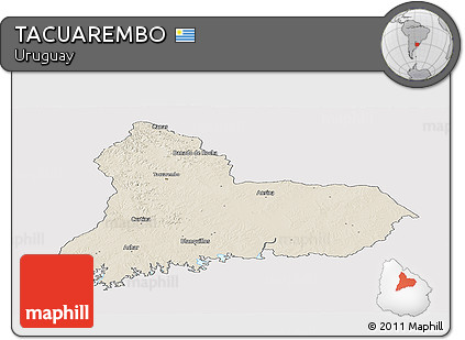 Shaded Relief Panoramic Map of TACUAREMBO, cropped outside