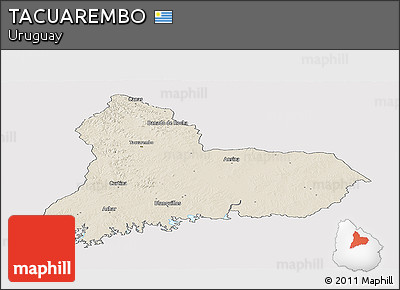 Shaded Relief Panoramic Map of TACUAREMBO, cropped outside