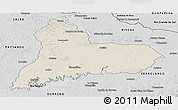 Shaded Relief Panoramic Map of TACUAREMBO, desaturated