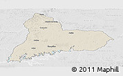 Shaded Relief Panoramic Map of TACUAREMBO, lighten, desaturated