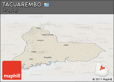 Shaded Relief Panoramic Map of TACUAREMBO, lighten
