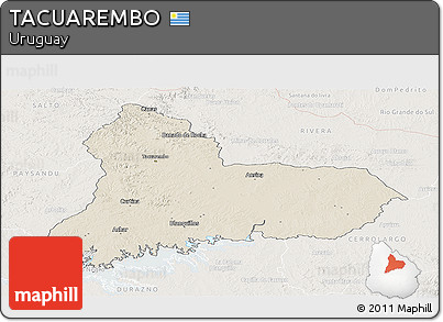 Shaded Relief Panoramic Map of TACUAREMBO, lighten