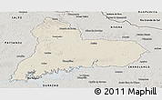 Shaded Relief Panoramic Map of TACUAREMBO, semi-desaturated