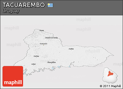 Silver Style Panoramic Map of TACUAREMBO, single color outside