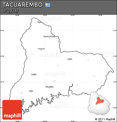 Blank Simple Map of TACUAREMBO, cropped outside