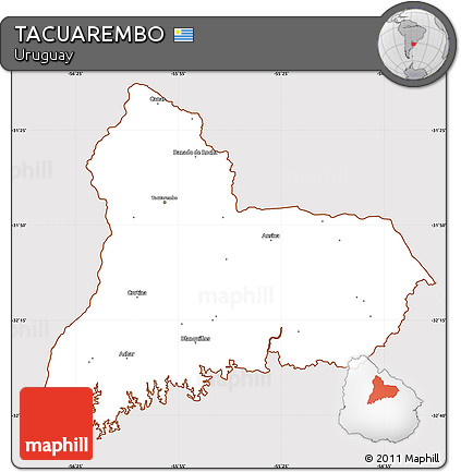 Classic Style Simple Map of TACUAREMBO, cropped outside