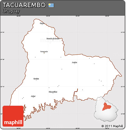 Classic Style Simple Map of TACUAREMBO, cropped outside