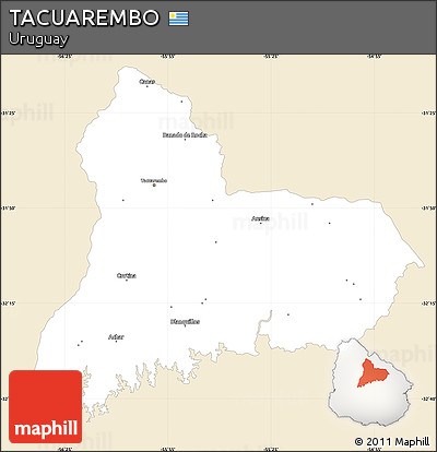 Classic Style Simple Map of TACUAREMBO, single color outside