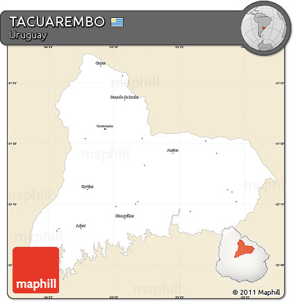 Classic Style Simple Map of TACUAREMBO, single color outside