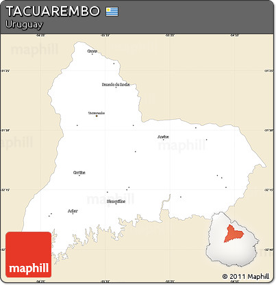Classic Style Simple Map of TACUAREMBO, single color outside